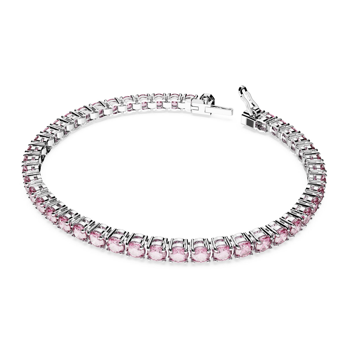 Swarovski Jewelry Matrix Pink and Rhodium Tennis Bracelet, Large